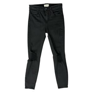 L'Agence Black Distressed Knee Margot Stretch Cotton Blend Skinny Jeans Size 25